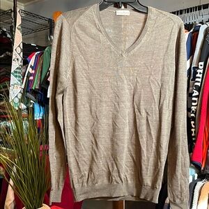 Men's Beige Cashmere V-Neck